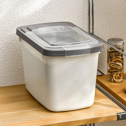 Food Storage Containers With Lids, Airtight Rice Dispenser, Large Capacity Storage Bins, BPA Free Plastic Sealed Holder Bin Dispenser, Pet Food Container, Rice Bucket for Cereal Grain Flour (white)