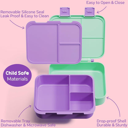 Fimibuke Bento Lunch Box for Kids with Food Jar, 3-Compartment 32OZ Snack Lunch Container, Lunch Bag, 12OZ Insulated Food Jar & Ice Pack Set for Age 3-12 School Daycare Toddler Teen Girls Boy, Fairies