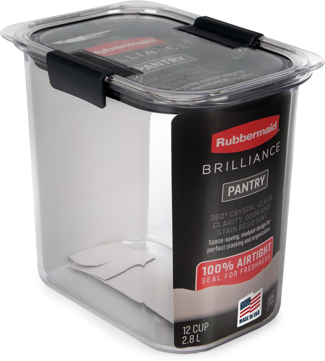 Rubbermaid Brilliance Pantry Airtight Food Storage Container, BPA-Free 7.8 Cup, Ideal for Brown Sugar - Efficient, Leak-Proof and Dishwasher-safe