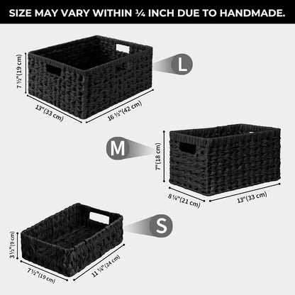 GRANNY SAYS Wicker Storage Baskets for Shelves, Water Hyacinth Basket with Scalloped Edge, Storage Wicker Baskets for Pantry, Large, 2-Pack
