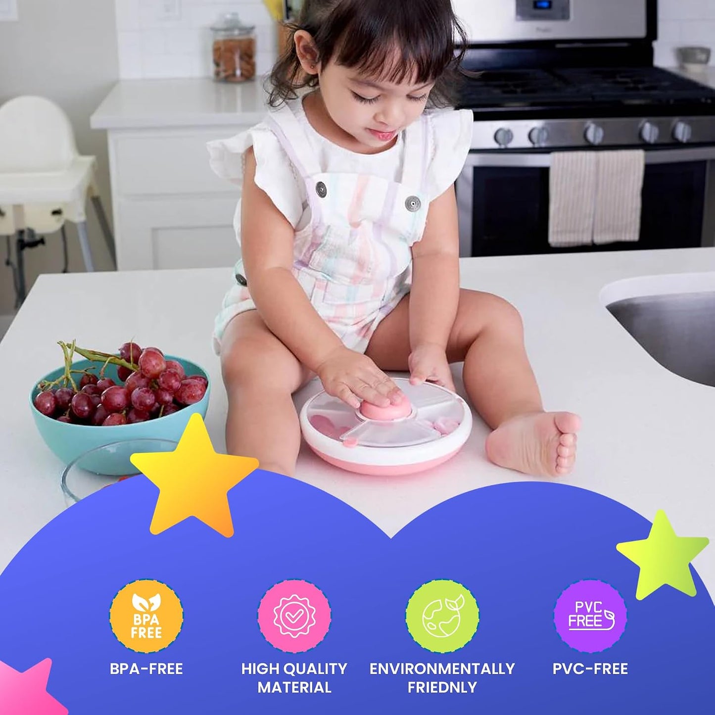 Veggie Tray with Lid for Fridge - Reusable Snack Containers, Party Serving Trays with Handles, Snackle Box for Kids & Adults, BPA-Free Fruit & Vegetable Storage Containers (Pink)