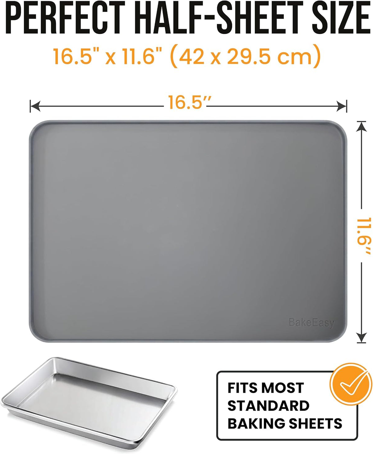 Premium Silicone Baking Mat with 0.4-Inch Raised Rim, Non-Stick Jelly Roll Pan Liner for Countertop and Oven, Food-Grade Protective Border Design