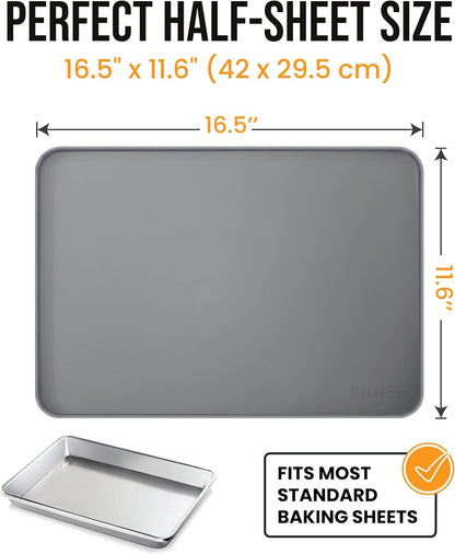 Premium Silicone Baking Mat with 0.4-Inch Raised Rim, Non-Stick Jelly Roll Pan Liner for Countertop and Oven, Food-Grade Protective Border Design