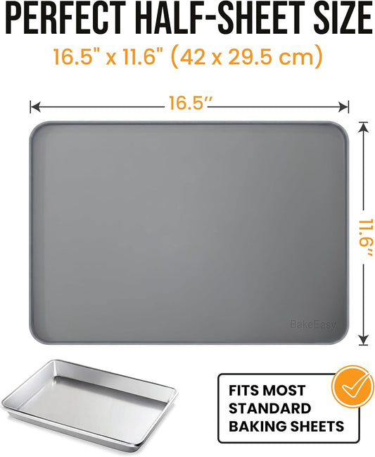 Premium Silicone Baking Mat with 0.4-Inch Raised Rim, Non-Stick Jelly Roll Pan Liner for Countertop and Oven, Food-Grade Protective Border Design