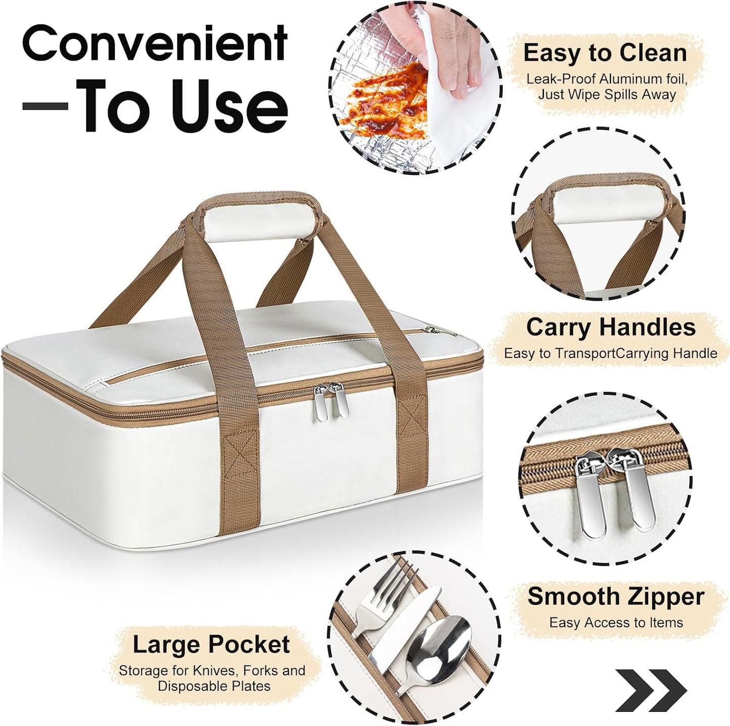 Insulated Casserole Carrier, Portable Casserole Carrier for Hot or Cold Food Lunch Tote Warmer or Cooler Bag, Lasagna Lunch Bag for Potluck Parties- Fits 9" x 13" Baking Dish-Charcoal Grey