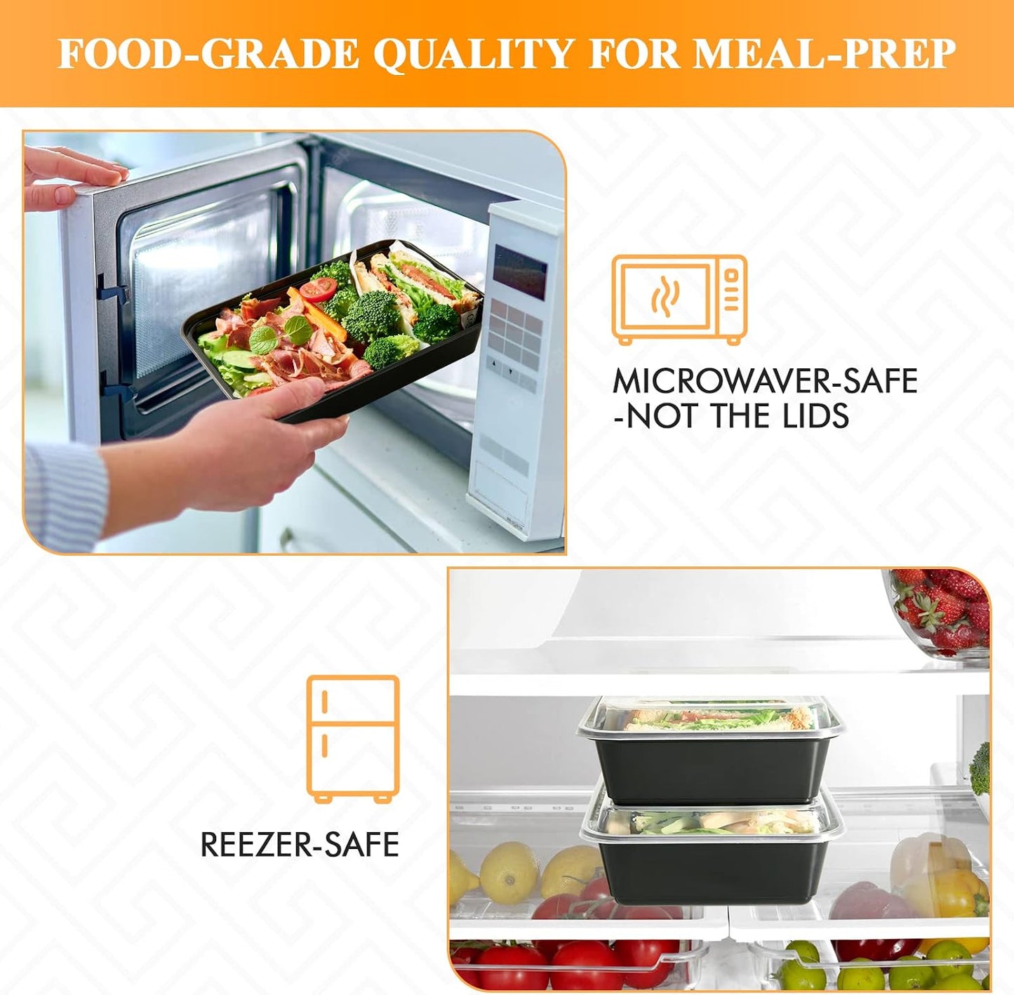MUCHII 32 oz 3 Compartment Meal Prep Containers With Lids 20 Count To Go, Plastic Disposable Food Containers Microwave and Freezer Safe