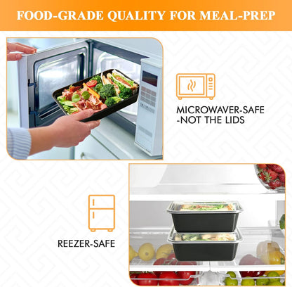 MUCHII 32 oz 3 Compartment Meal Prep Containers With Lids 20 Count To Go, Plastic Disposable Food Containers Microwave and Freezer Safe