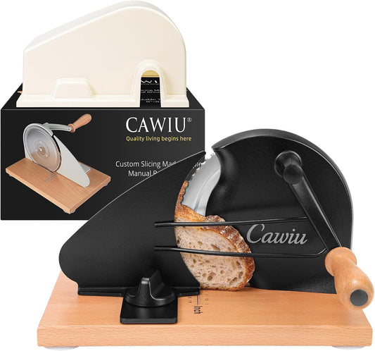 CAWIU Upgraded Manual Bread Slicer for Homemade Sourdough Round with Cover