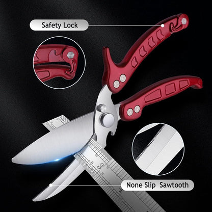 DRAGON RIOT Heavy Duty Poultry Shears - A Must Have Kitchen Shears for Chicken and Meat Cutting - Dishwasher Safe and Stainless Food Kitchen Scissors for Thanksgiving