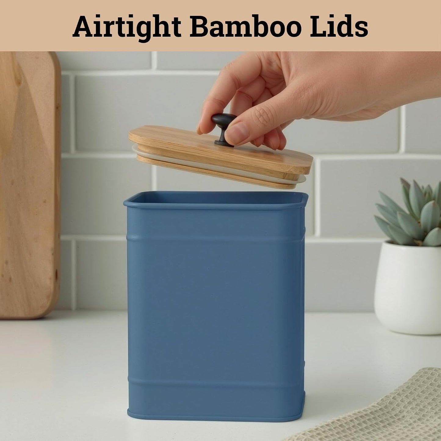Kitchen Canisters for Countertop Set of 4 with Customizable Chalkboard Labels & Marker Pen - Big Iron Kitchen Canisters with Airtight Lids - Sage Green Canister Set - Flour and Sugar Containers