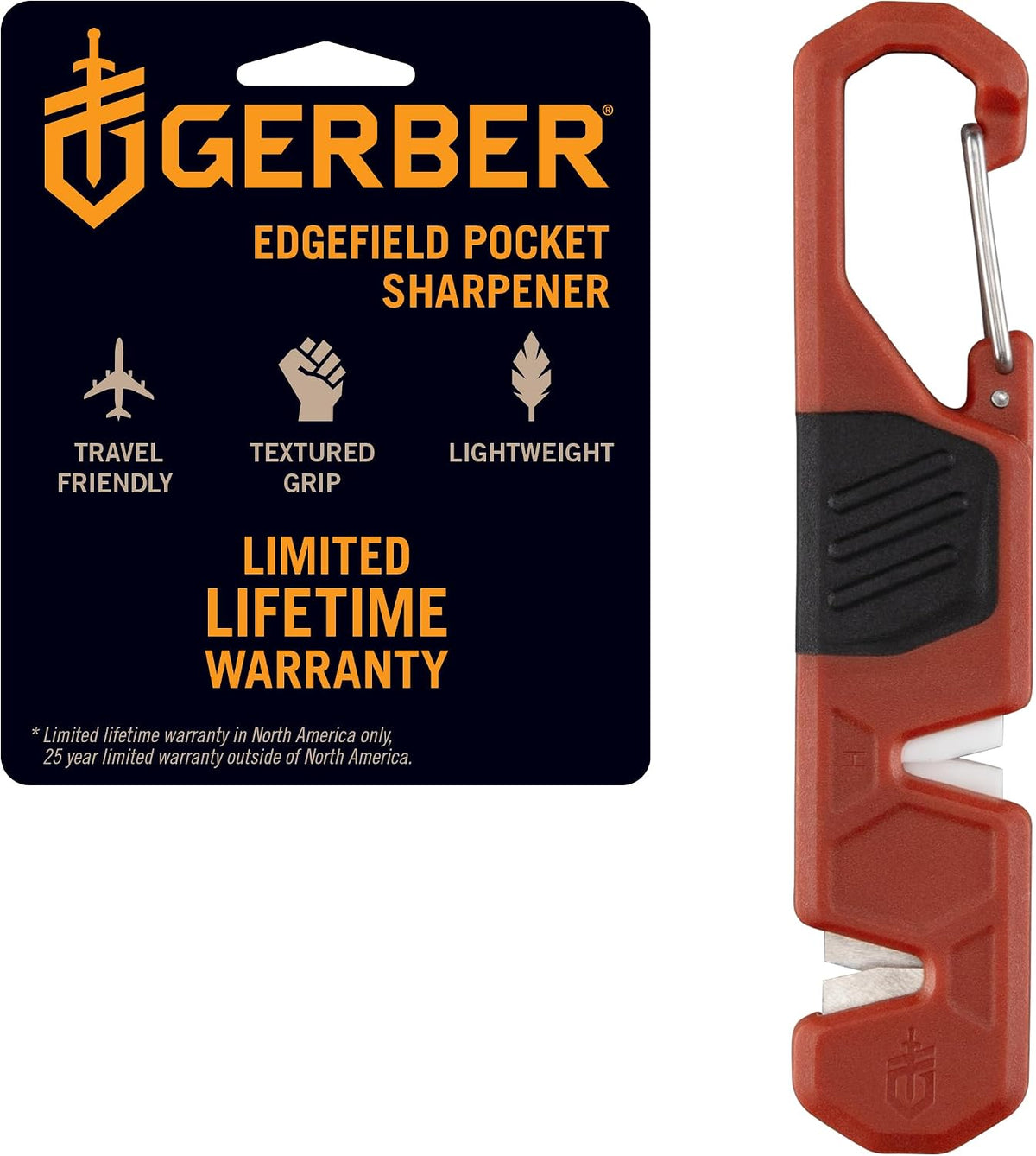 Gerber Edgefield Knife Sharpener, Dual Grit, Camping, Portable, Burnt Orange