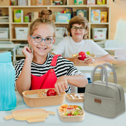 JBGOYON® Bento Lunch Box with Bag - All-in-One Stackable Lunch Containers with 3 Layers for Adults & Kids, 1900 ML Modern Bento-Style Design, Built-in Utensil Set, Lunch Bag (Purple)