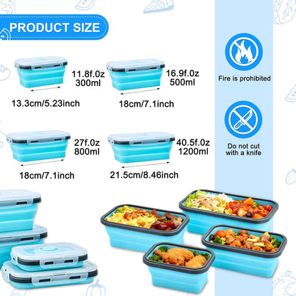 Collapsible Silicone Food Storage Containers 4 Set Airtight Leak Proof Food Containers with Lids Stackable Meal Prep for Microwave Freezer Dishwasher for Kitchen Camping Office Gray