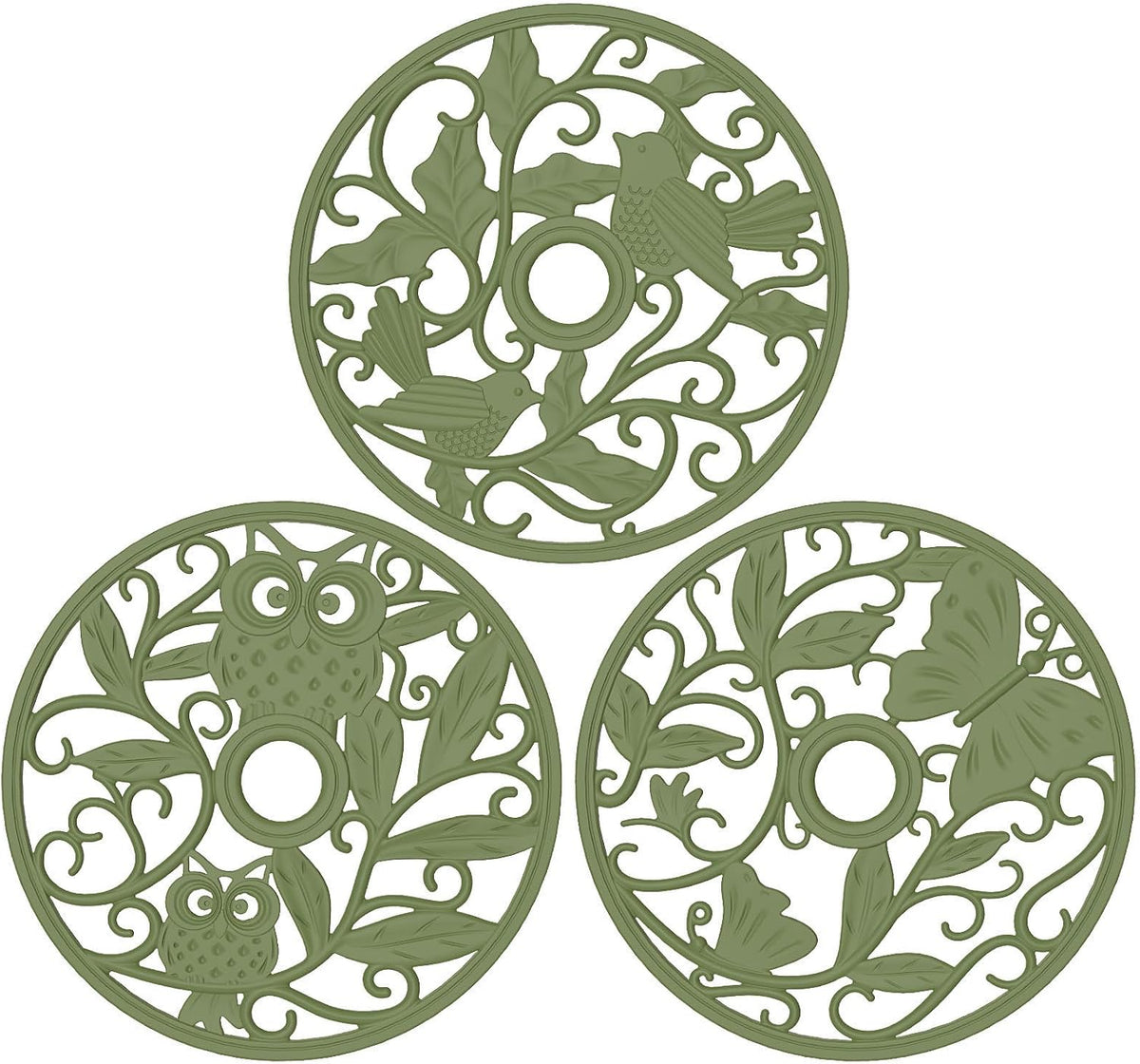 ME.FAN Silicone Trivet [3 Set] Trivet Mat - Fly Animals Hot Pads for Pots & Hot Dish - Insulated Flexible Durable Non Slip Large Coasters (Deep Gray)