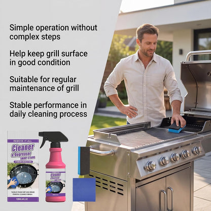 BBQ Grill Cleaner Spray, Heavy Duty Grill Degreaser for Grease, Burnt Food & Smoky Stains, Stainless Steel Cleaner for Outdoor Grill, Grates, Stove Top, Range Hood & Kitchen Surfaces, 120ml (2PCS)