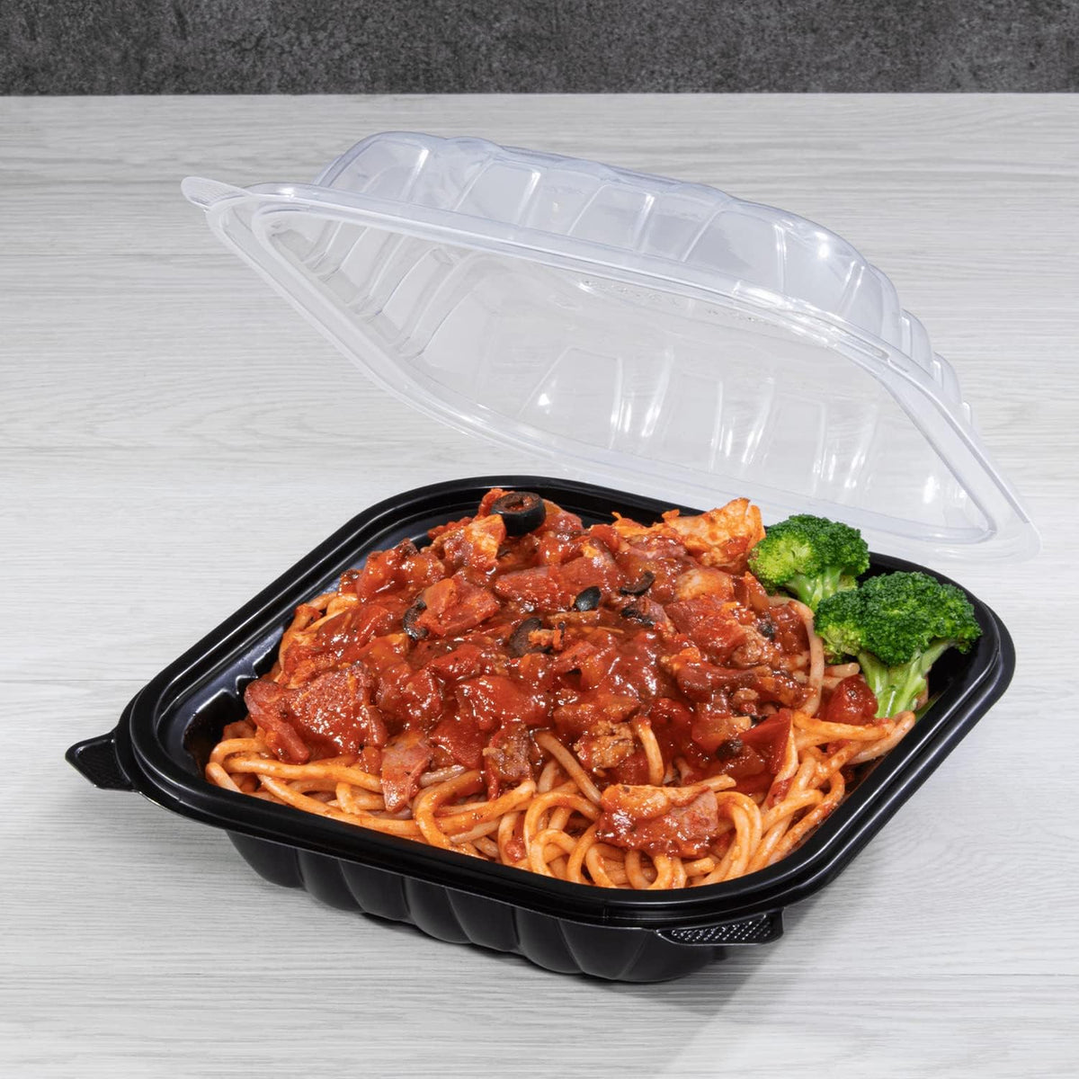 Karat Premium PP Hinged Container [150 ct], Take Out Food Containers - Case (9"x9", 3 compartments)