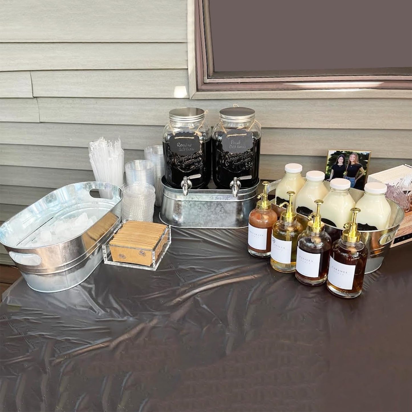 3 PCS 15.3 x 9 x 6 inches Black Metal Galvanized Tub with Handles, 3 Gallon Galvanized Beverage Tubs for Parties, Large Metal Drink Ice Buckets for Beer, Wine, Cocktails & Outdoor Events