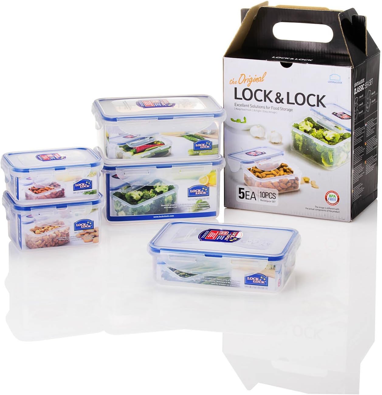 Lock & Lock HPL817S12 Easy Essentials Storage Set/Food Containers Airtight Bins/BPA-Free/Dishwasher Safe, 24 Piece - Clear
