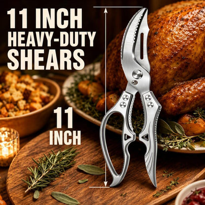 Heavy Duty Poultry Shears, Spring-Loaded Kitchen Scissors with Safety Lock