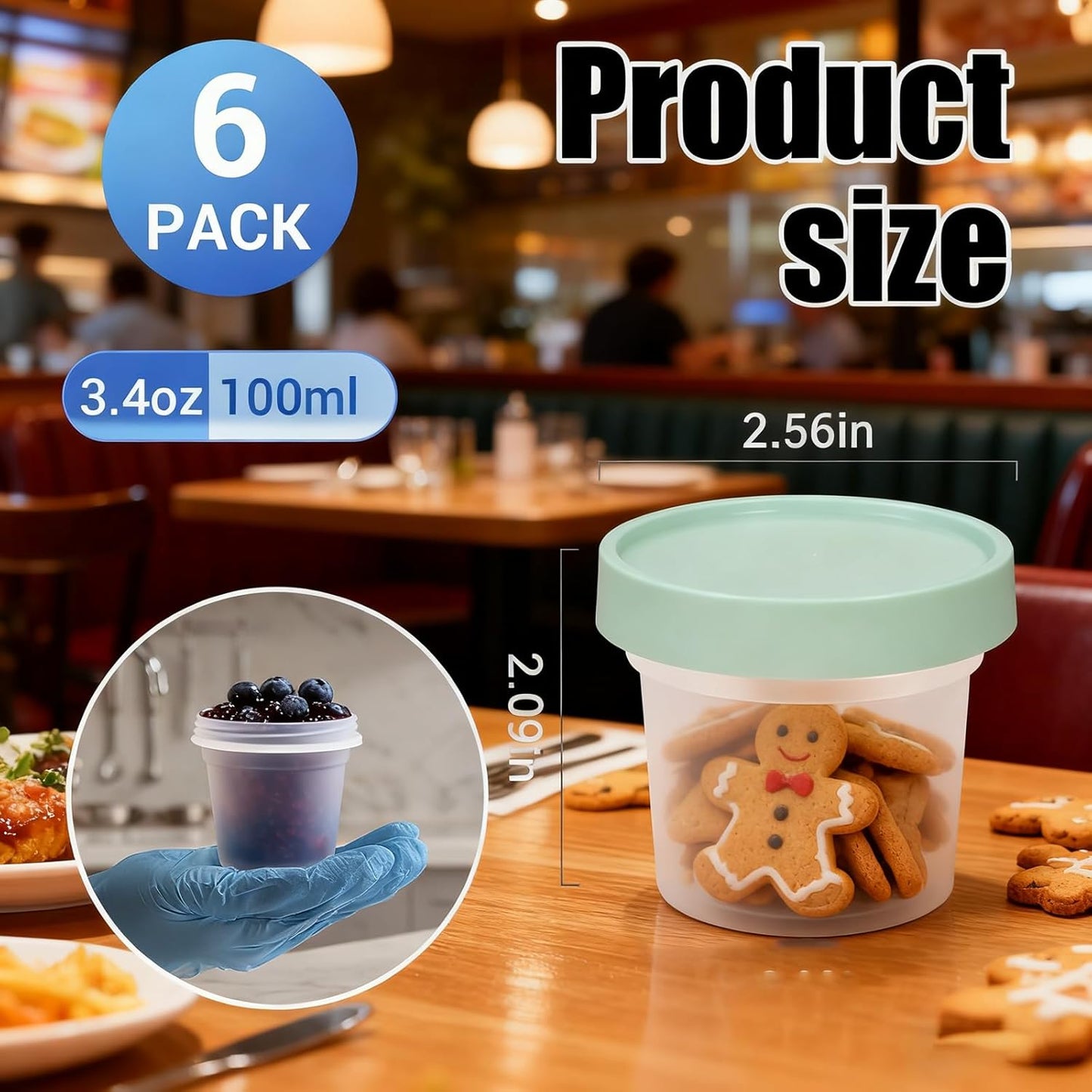 6 Pack 10oz Food Storage Containers, Plastic Containers with Twist Top Lid, Reusable Dishwasher Freezer Safe Airtight, Takeout Container - Ideal for Soup and More