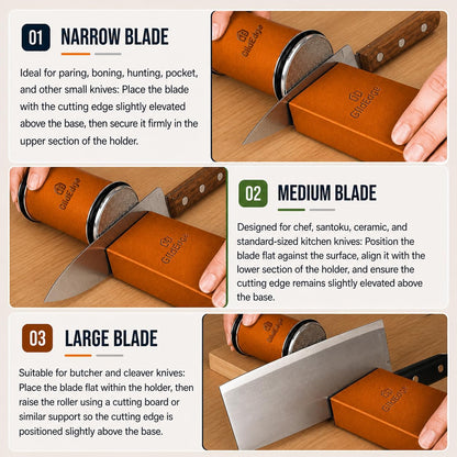 Rolling Knife Sharpener with Diamond, Ceramic & Stainless Steel Discs