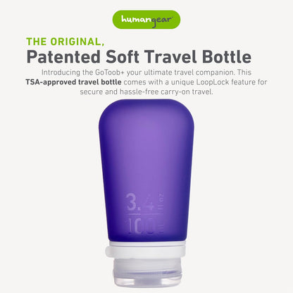 humangear GoToob+ (XL) | Refillable Silicone Travel Bottle | Locking Lid | Food-Safe Material | Blue, XL (6 fl.oz.; 177ml)