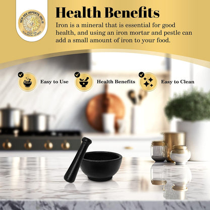 Cast Iron Cauldron Mortar and Pestle Set (MP3-Cauldron Mortar & Pestle)