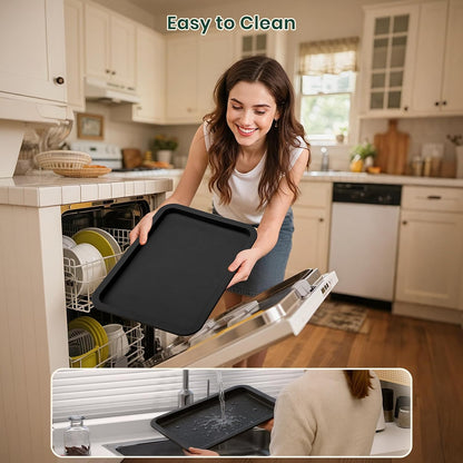 LYNG Silicone Serving Tray, 2PC BPA Free Grilling Prep And Serve Trays For Food Handling, Ideal For Grilling Gifts, Dishwasher Safe Grey And Black