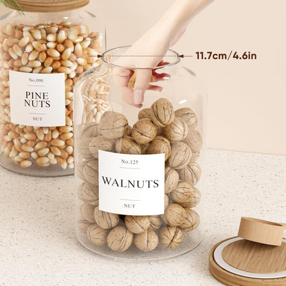 2 PCS Flour Sugar Storage Containers Glass Jar, 4000ml/1 Gallon/4.2 Qt/135oz,Large Glass Food Storage Jars with Wood Airtight Lids,for Tea,Spice,Cereal Rice Flour Pasta Sugar