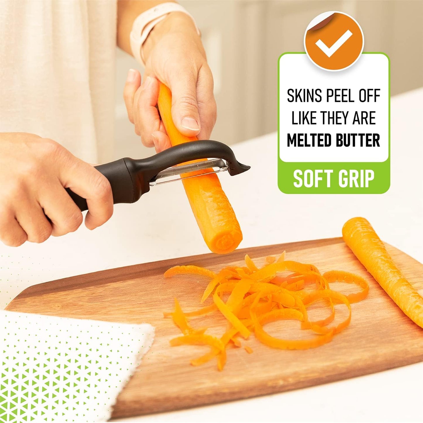 Spring Chef Premium Swivel Vegetable Peeler, Soft Grip Handle and Ultra Sharp Stainless Steel Blades - Perfect Kitchen Peeler For Veggie, Fruit, Potato, Carrot, Apple - Mango