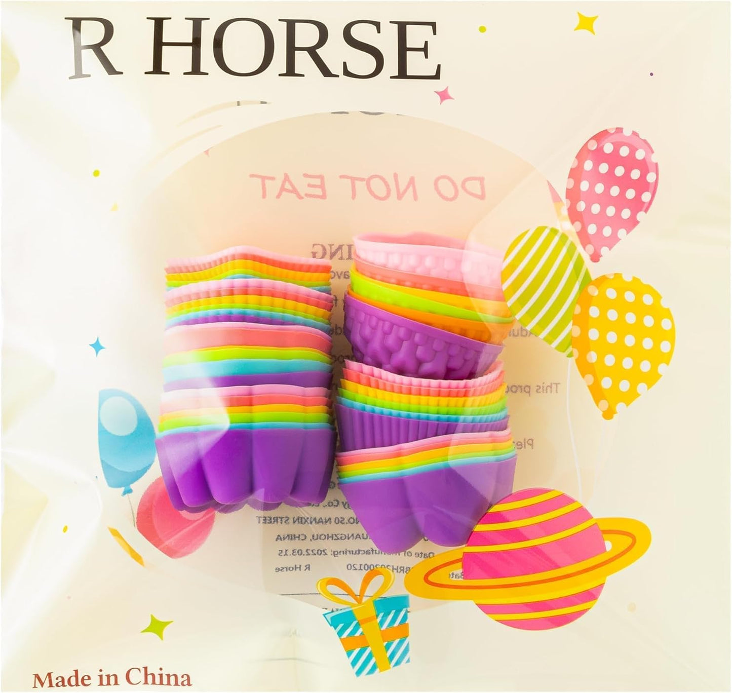 R HORSE 42Pcs Silicone Molds Cupcake 2 Inch Mini Size Reusable Muffins Liners Washable Non-Stick Donut Wrapper Mold Flower Shapes Baking Cups for Pan Oven Microwave Dishwasher