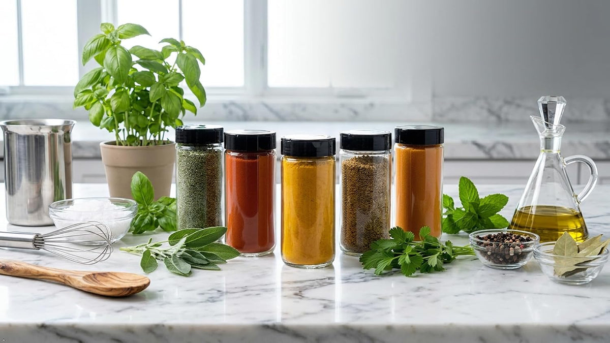 JARMING COLLECTIONS 16oz Glass Spice Shakers with Lids – Large Seasoning Containers with Shaker Tops for Kitchen, Pantry & Herb Storage