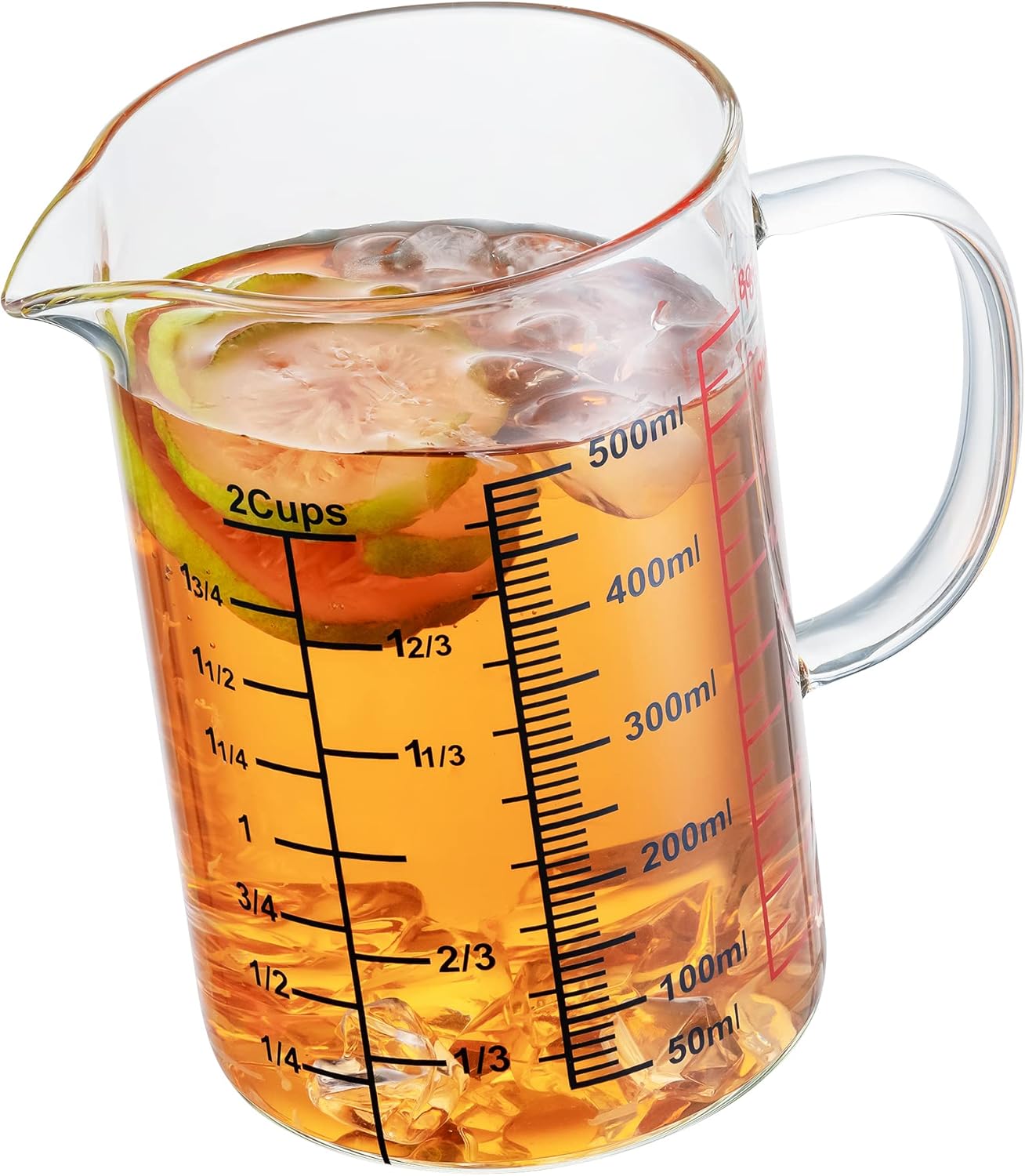 Ackers BORO3.3 Measure Glass -[Insulated handle | V-Shaped Spout]-Made of High Borosilicate Glass Measuring for Kitchen or Restaurant, Easy to Read, 60 ML (2 Oz) 丨(2 Pack)
