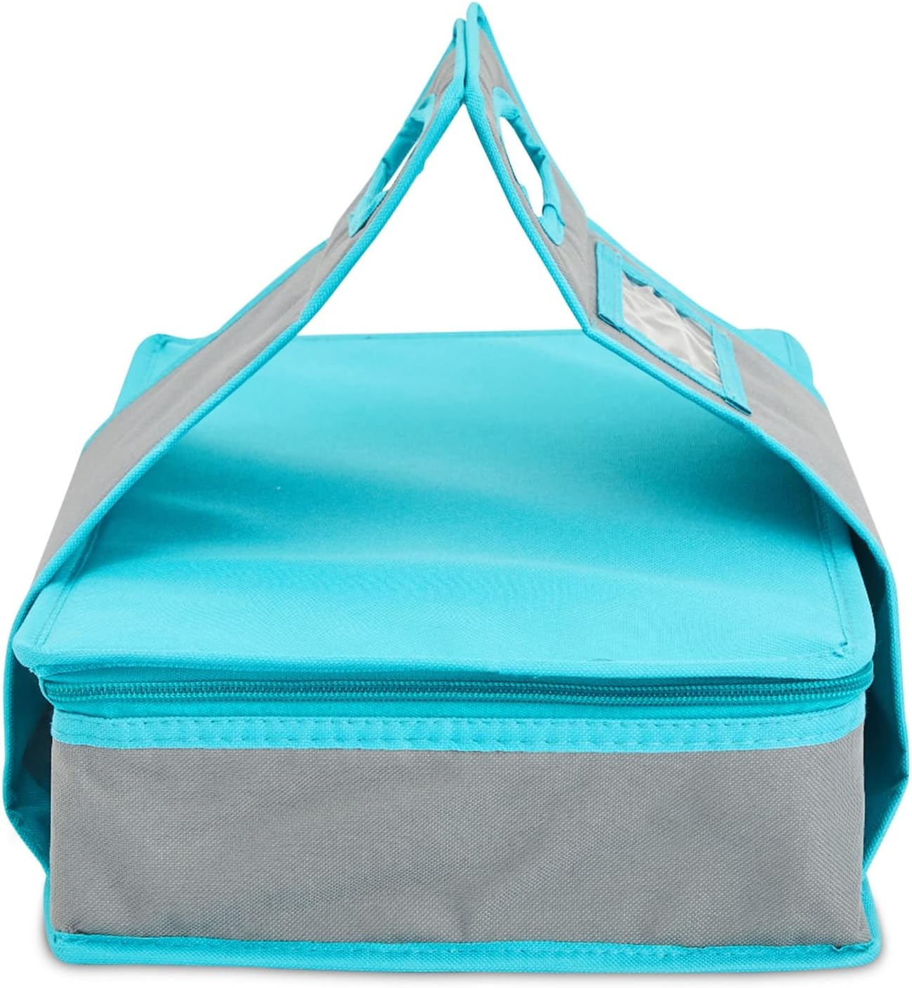 Insulated Round Thermal Casserole Food Carrier for Lunch, Lasagna, Potluck, Picnics, Vacations - Teal and Grey