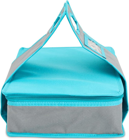 Insulated Round Thermal Casserole Food Carrier for Lunch, Lasagna, Potluck, Picnics, Vacations - Teal and Grey