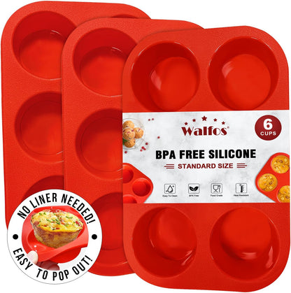 Walfos Silicone Cupcake Pan Set, 2-Piece Mini 24 Cups Muffin Baking Pan, BPA Free and Dishwasher Safe, Non-stick , Great for Making Muffin Cakes, Fat Bombs