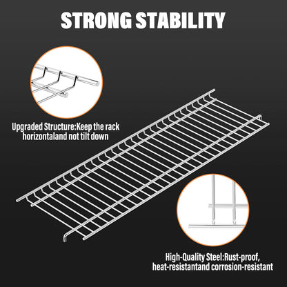 Utheer 2-Pack Griddle Warming Rack for Blackstone 28" Griddles, Stainless Steel Flat Top Grill Accessories | Reversible Rack Adds Prep Space, Foldable Clip-On Design Expands Cooking & Holding Area