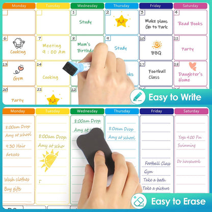 MaxGear Black Weekly Dry Erase Board,16"x12" Magnetic Whiteboard Meal Planner Blackboard for Fridge, Chalkboard Calendar Menu Planning Board Notepad for Kitchen with 7 Markers and 1 Eraser