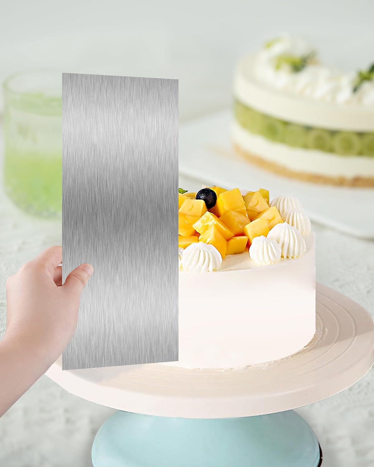 8.6 Inch Metal Cake Scraper Smoother, Edge Side Jagged Comb for Cream