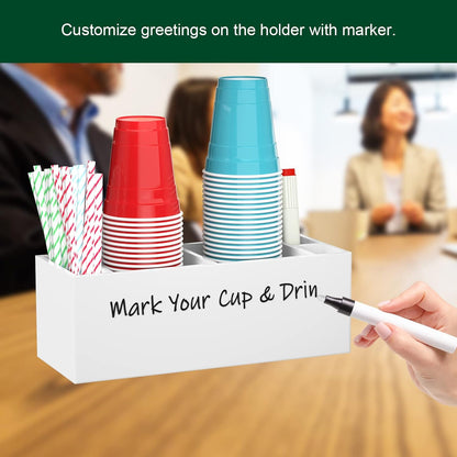 Double Cup Holder with Marker Slot, Party Cup Dispenser Acrylic Cup Organizer Mark Your Cup and Drink Up Caddy Modern Bar Counter Decor, Clear