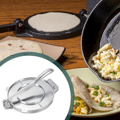 uxcell Aluminium Alloy Dough Press Taco Maker Taco Press Kitchen Utensil Tool for Cooking Chef Silver