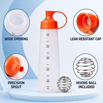 Pancake Batter Dispenser, 550ml Mixer Bottle with Whisk Ball for Waffles