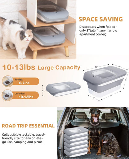 25-28Lbs Dog Food Storage Container Airtight,Collapsible Pet Food Storage | Dog Food Container with Handle,Wheels,Double Airtight Seal Fresh,Save Space,Pest/Mouse-proof,Small Cat Food Container,Scoop