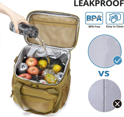 Lunch Box for Men, Tactical Lunch Bag MOLLE Webbing Leakproof Insulated Lunch Cooler Women Adult Meal with Adjustable Shoulder Strap Lunch Pail (Blue)