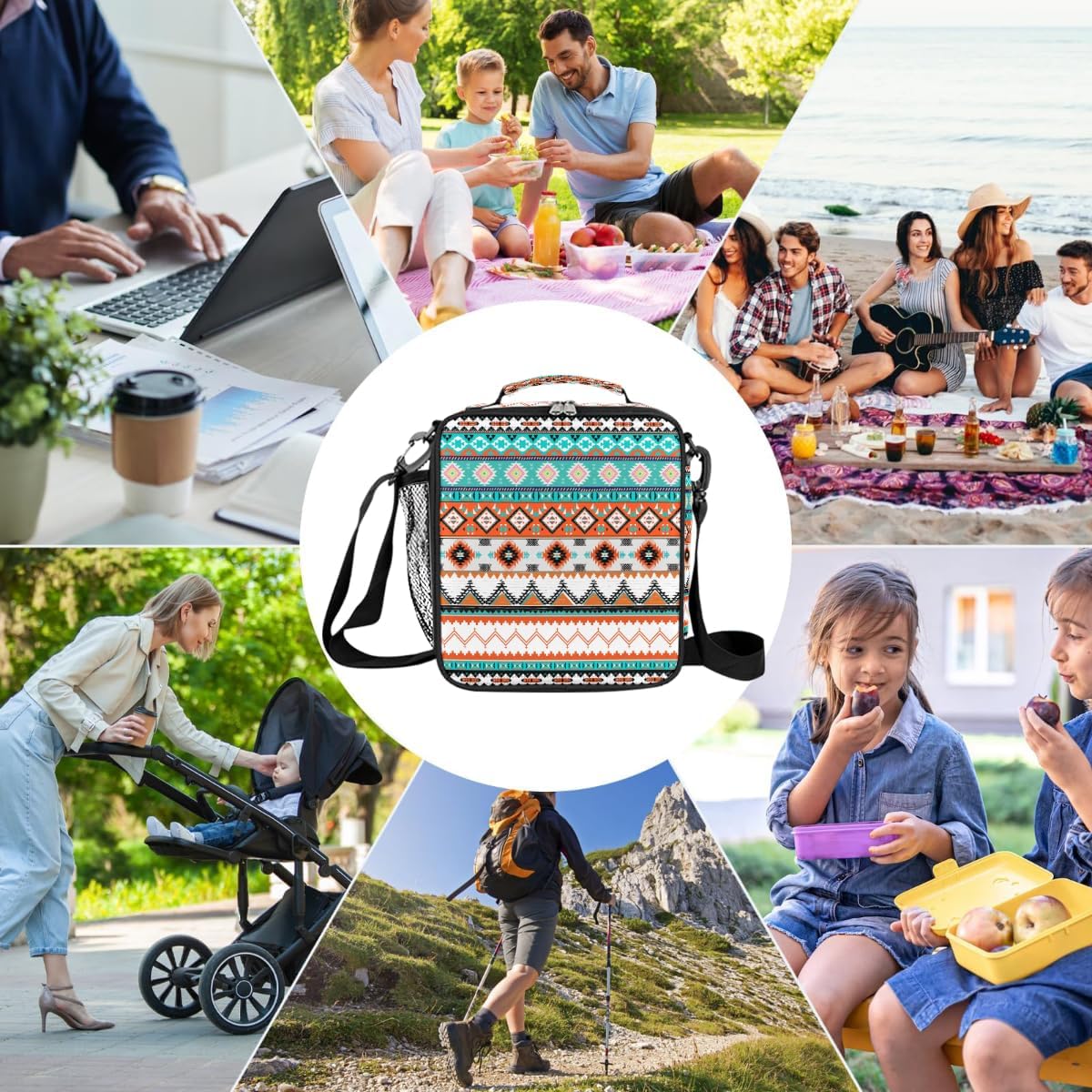 cfpolar Skull Skateboard Lunch Box for Boys Girls, Insulated Lunch Bags for Kids Reusable Mini Cooler Lunch Tote Lunchbox Thermal Meal Tote Kit with Shoulder Strap for Work School Picnic