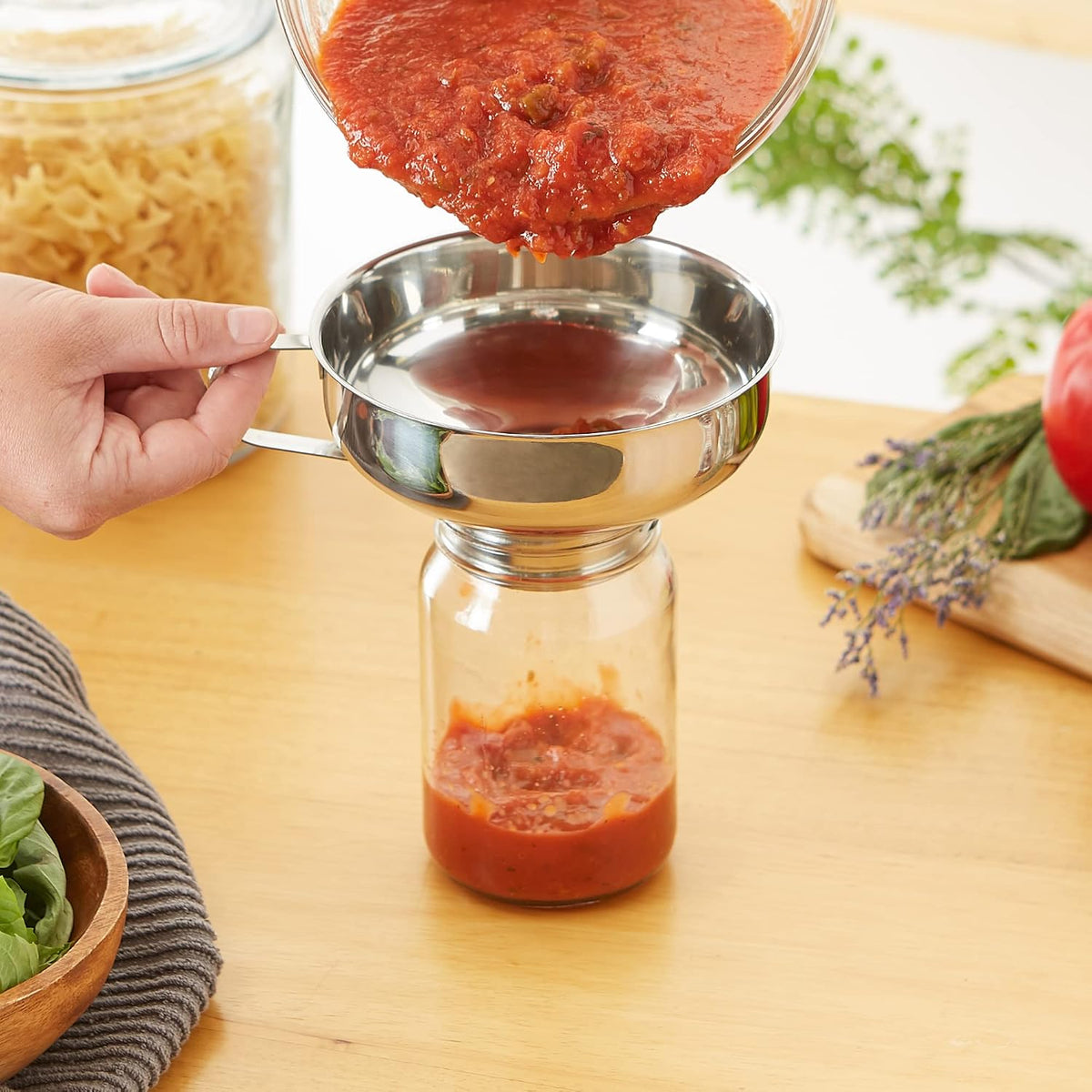 RSVP International Endurance Canning Collection Non-Reactive 18/8 Stainless Steel, Dishwasher Safe, Funnel, Wide Mouth, 2-3/4"