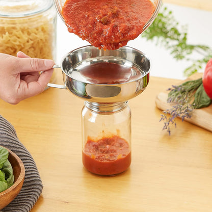 RSVP International Endurance Canning Collection Non-Reactive 18/8 Stainless Steel, Dishwasher Safe, Funnel, Wide Mouth, 2-3/4"
