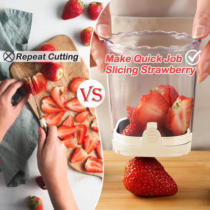 Creative Strawberry Slicer, Detachable Cutter with Push Plate (White)