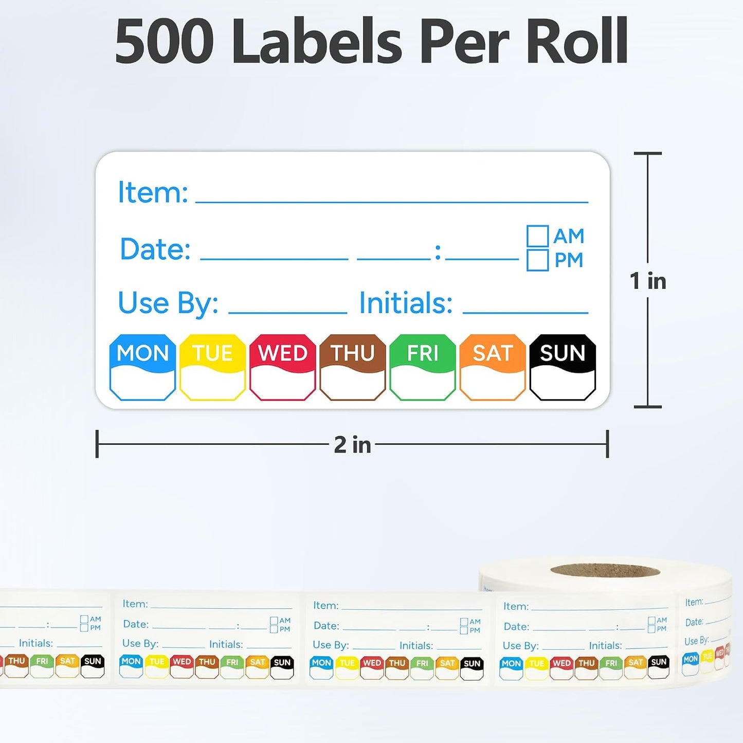 500 Pcs 1 inch X 2 inch Restaurant Quality Shelf Life Food Rotation Labels, Self-Adhesive Removable for Reusable Containers, Food Safety Date Sticker, Leftover Labels (1 * 2in-500pc-Yellow6)