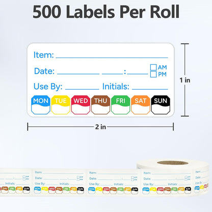 500 Pcs 1 inch X 2 inch Restaurant Quality Shelf Life Food Rotation Labels, Self-Adhesive Removable for Reusable Containers, Food Safety Date Sticker, Leftover Labels (1 * 2in-500pc-Yellow6)
